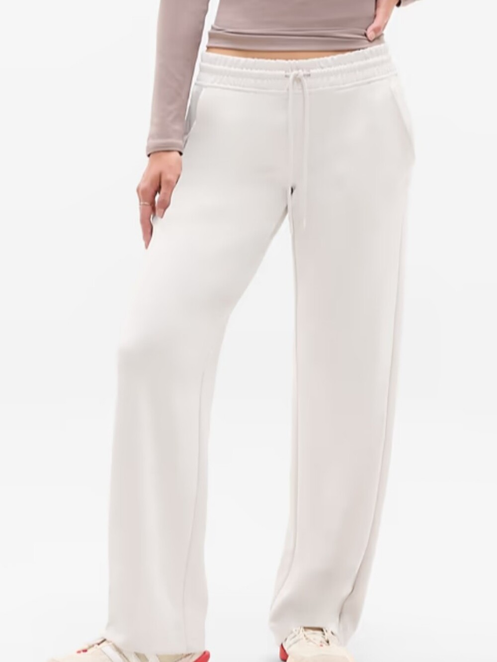 Athleta Seasoft Mid Rise Straight Pants In Bone